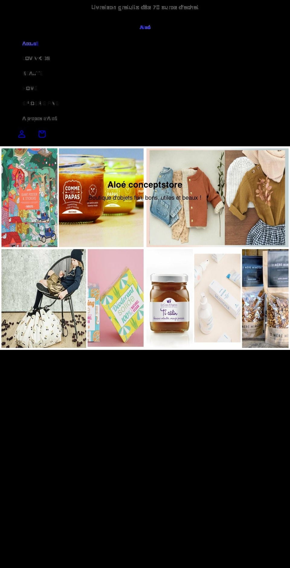 aloeconceptstore.com shopify website screenshot