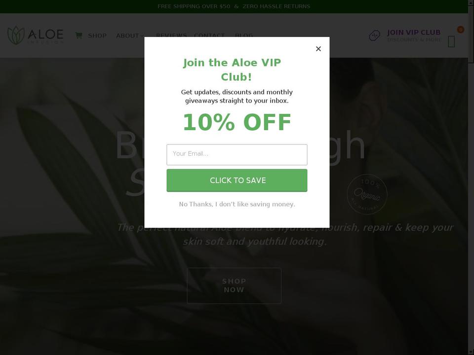 Aloe Infusion Theme Shopify theme site example aloeinfusions.com