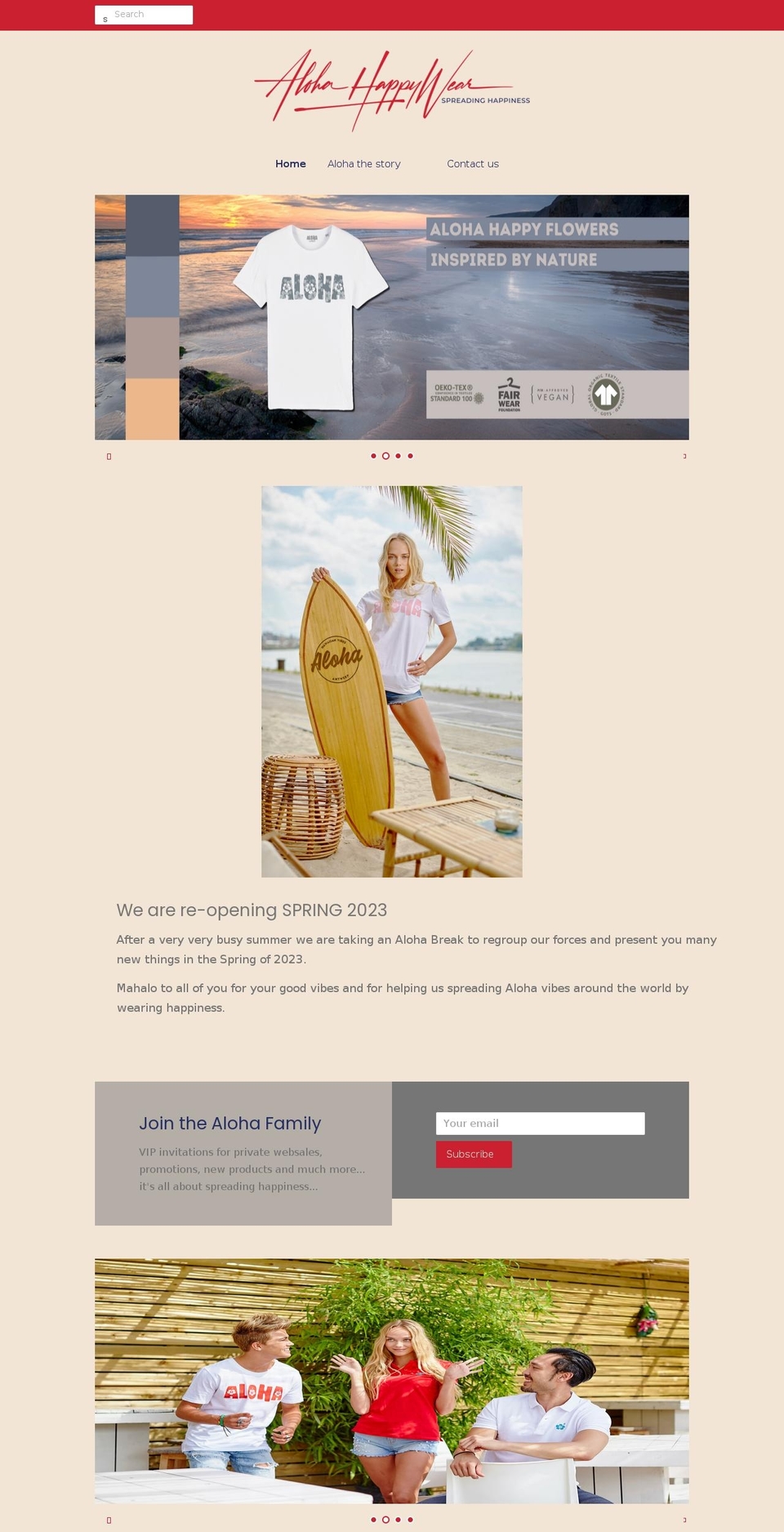 aloha-happy-wear.com shopify website screenshot