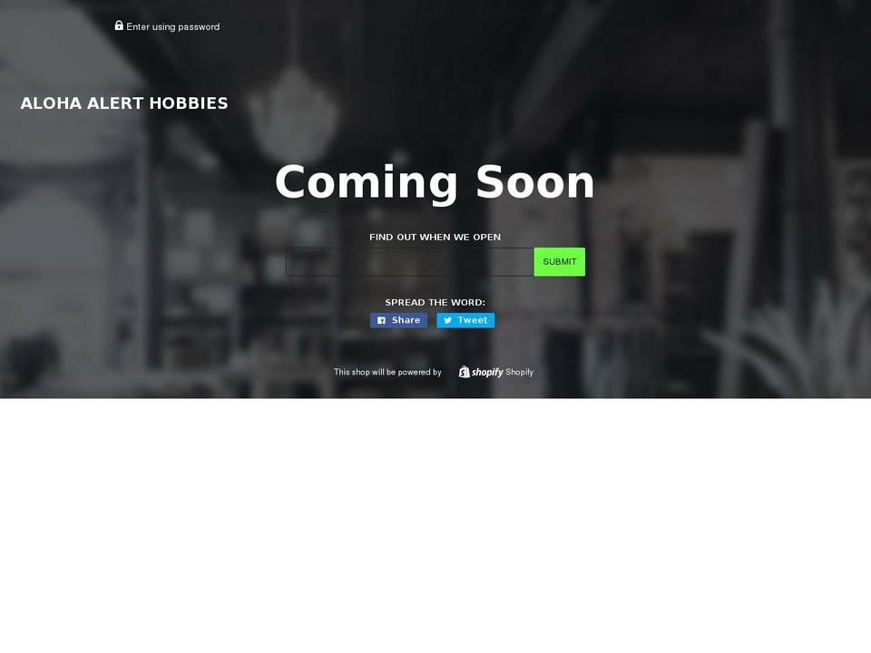 alohaalerthobbies.com — Shopify storefront screenshot