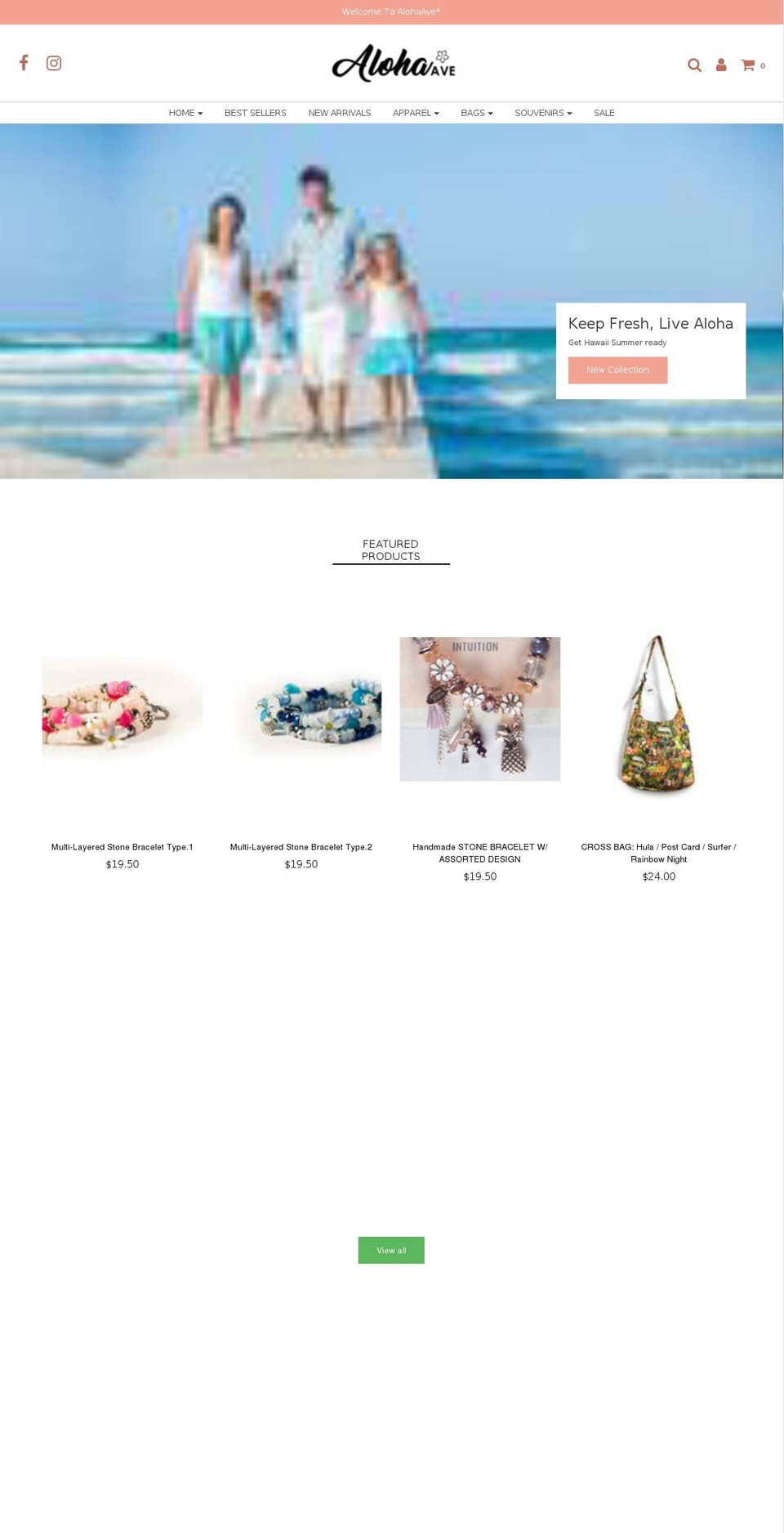 alohaave.com shopify website screenshot