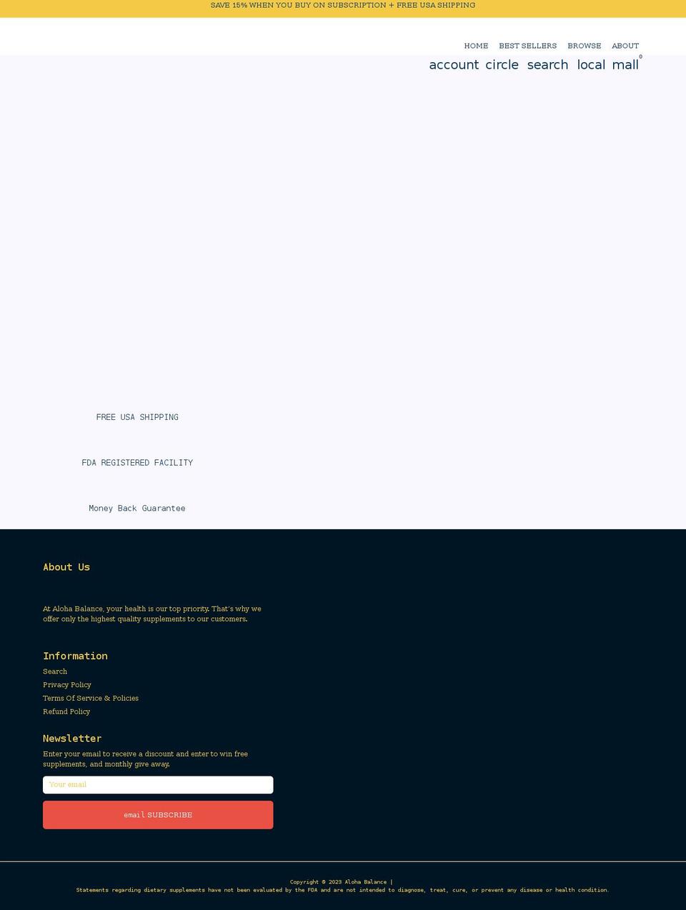 alohabalancenutrition.com shopify website screenshot