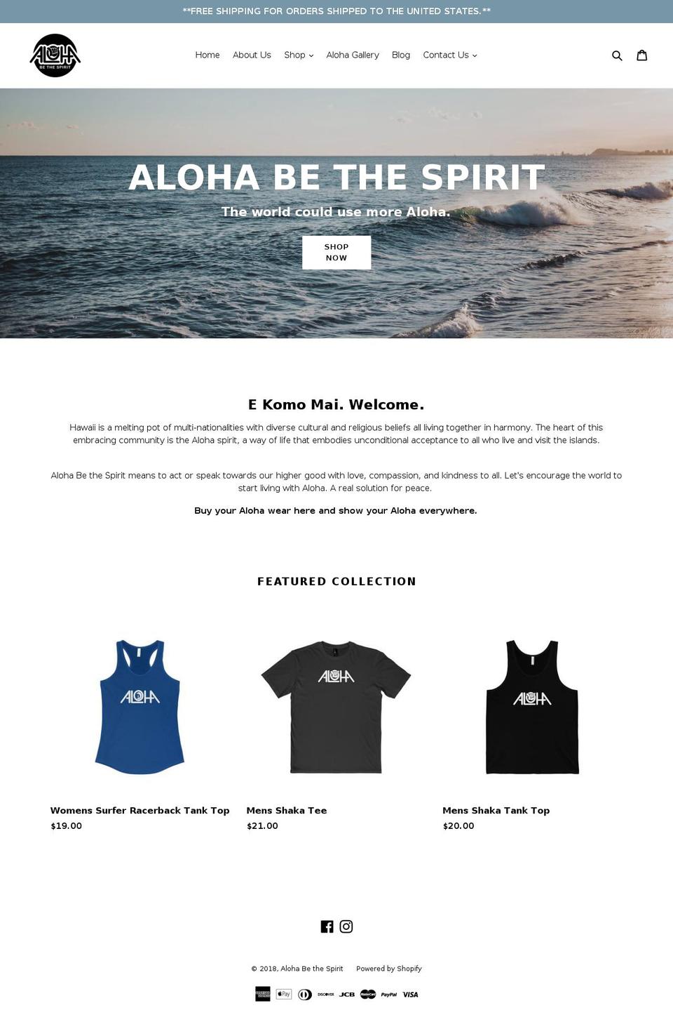 alohabethespirit.com — Shopify storefront screenshot