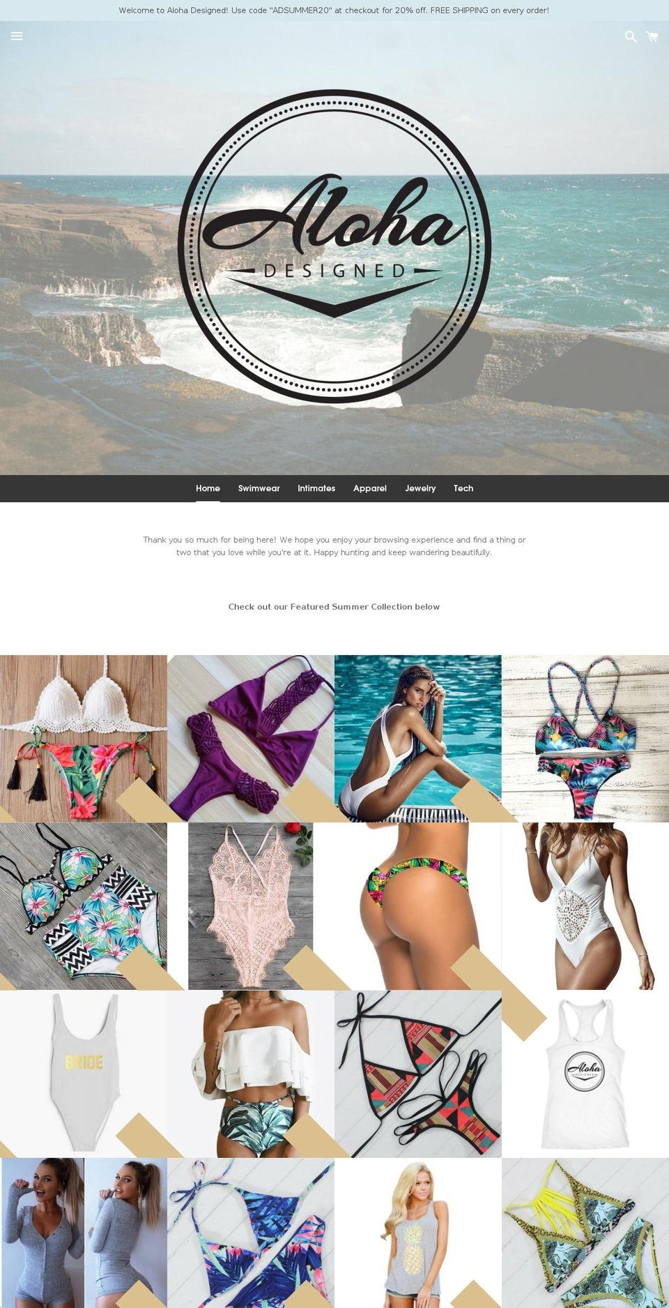 alohadesigned.com — Shopify storefront screenshot