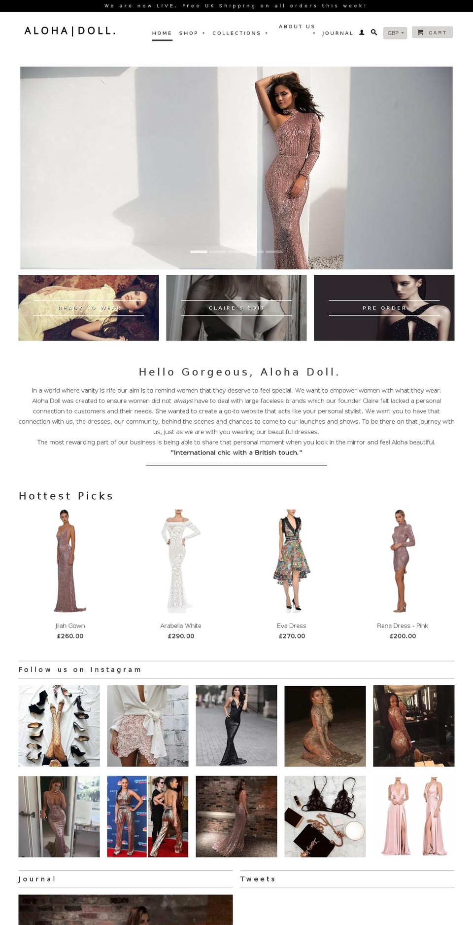 alohadoll.com shopify website screenshot