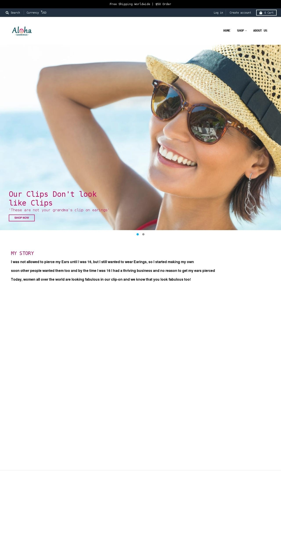 alohaearrings.com shopify website screenshot