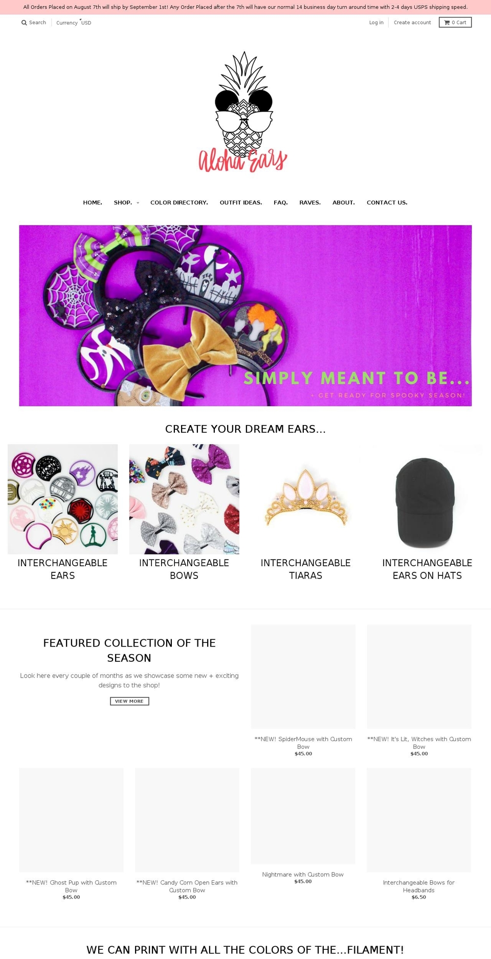 alohaearsdesign.com — Shopify storefront screenshot