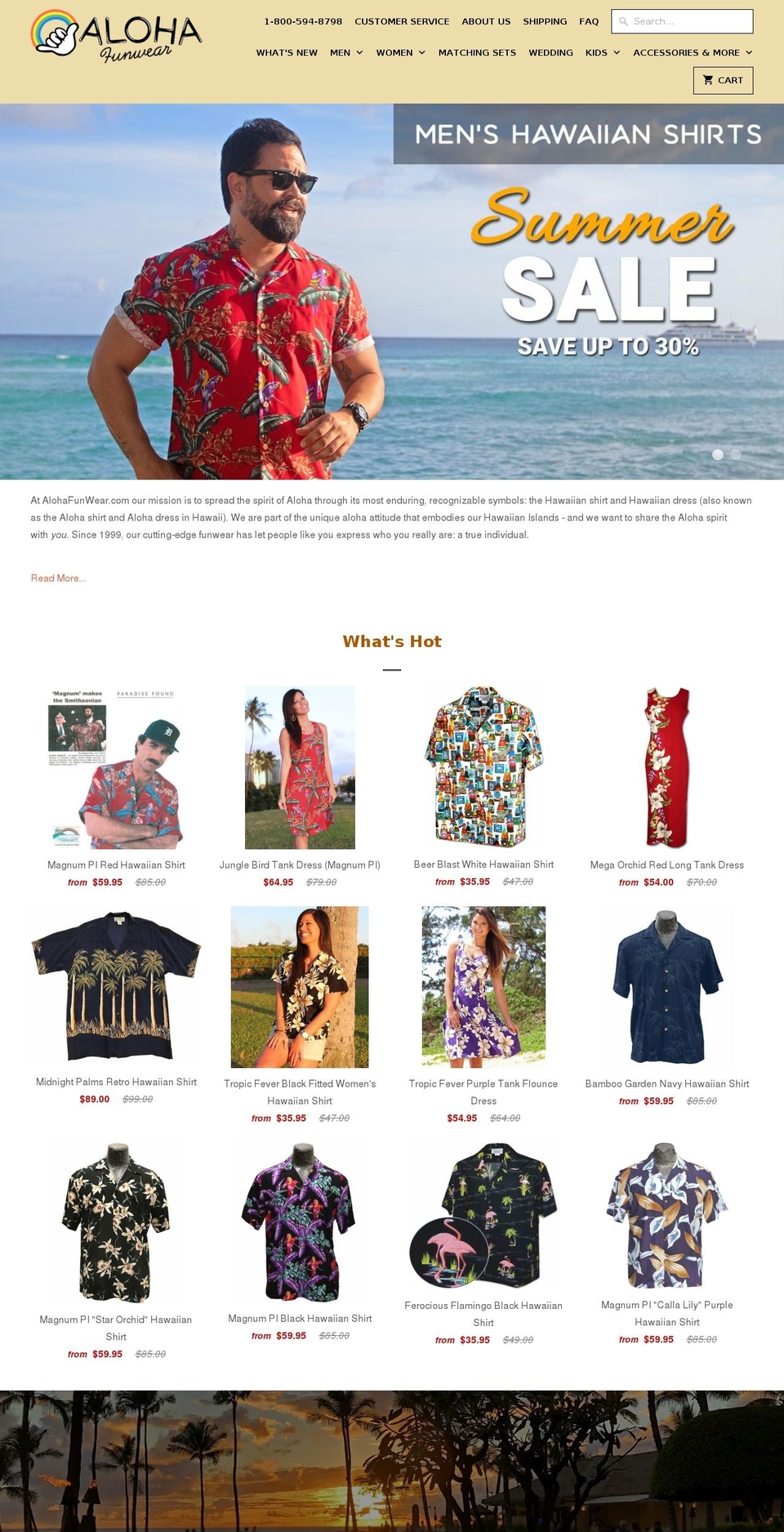 alohafunwear.com shopify website screenshot