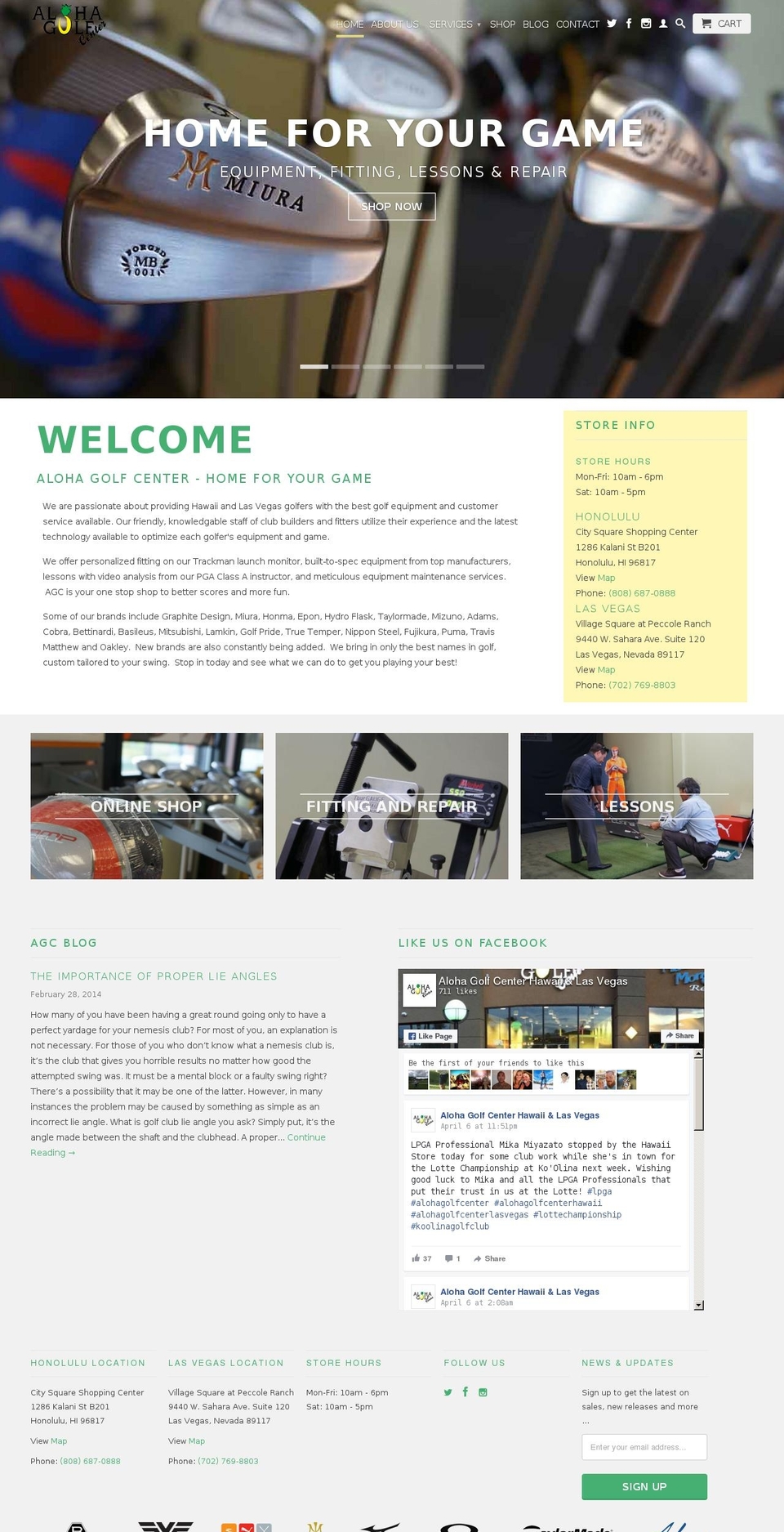 alohagolfcenter.com shopify website screenshot