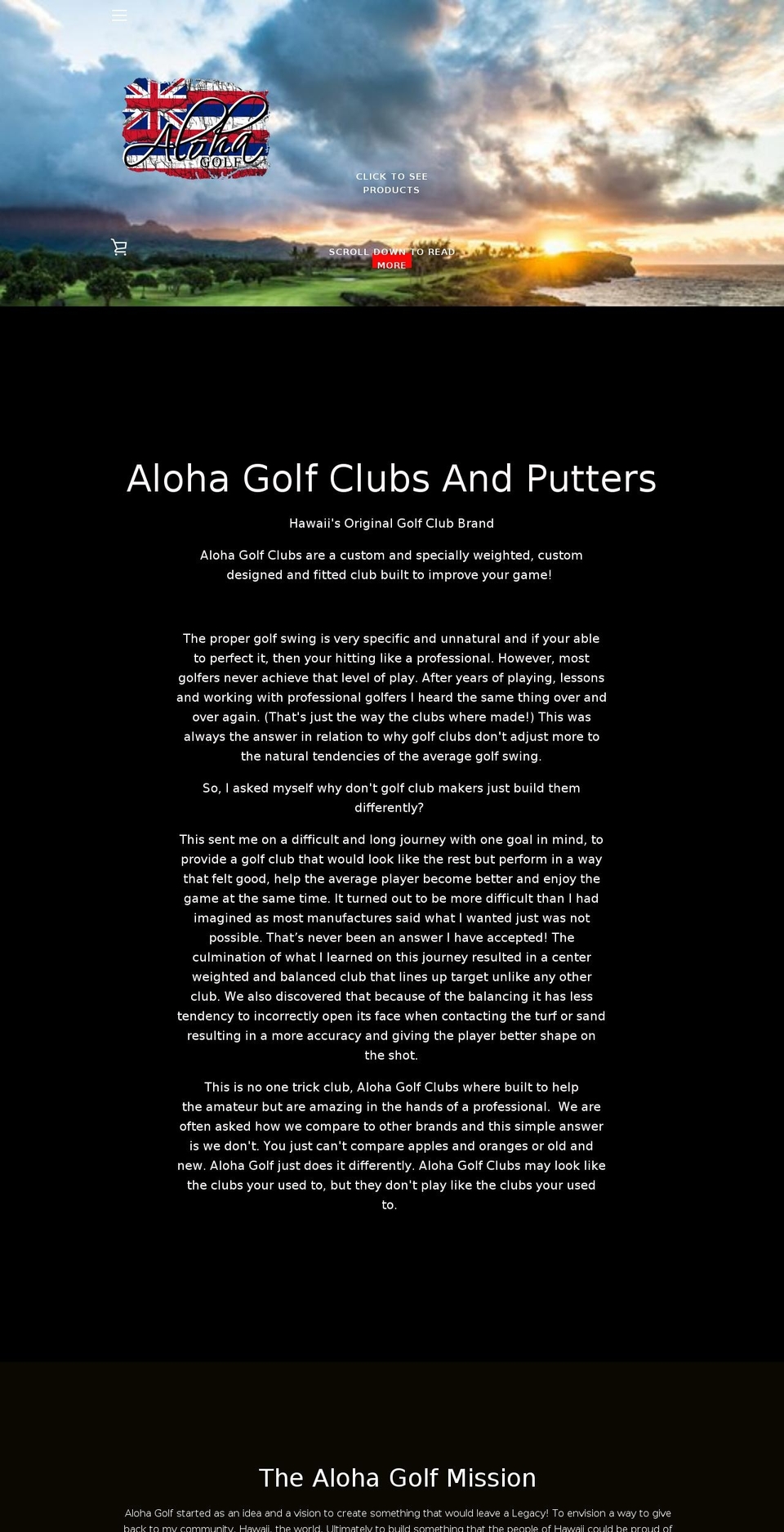 alohagolfclubs.com — Shopify storefront screenshot