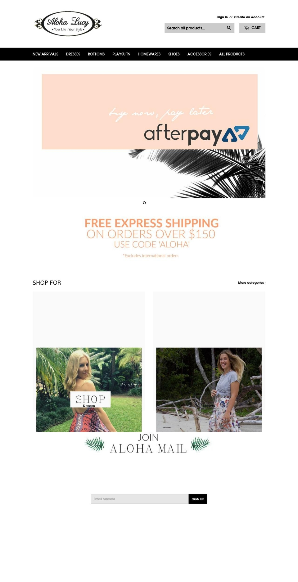 alohalucy.com — Shopify storefront screenshot