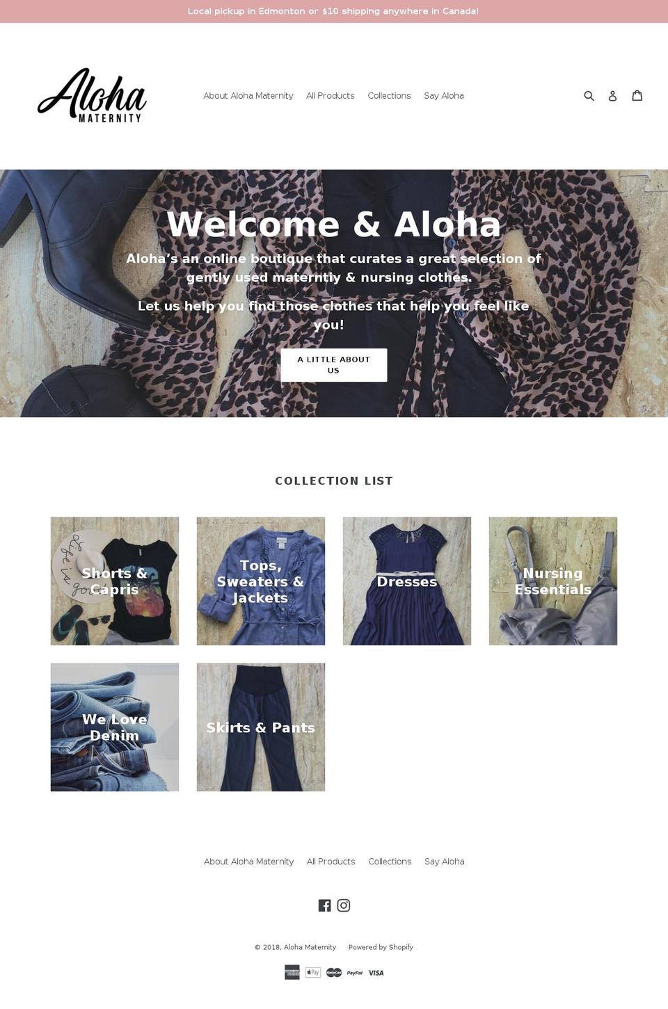 alohamaternity.com — Shopify storefront screenshot