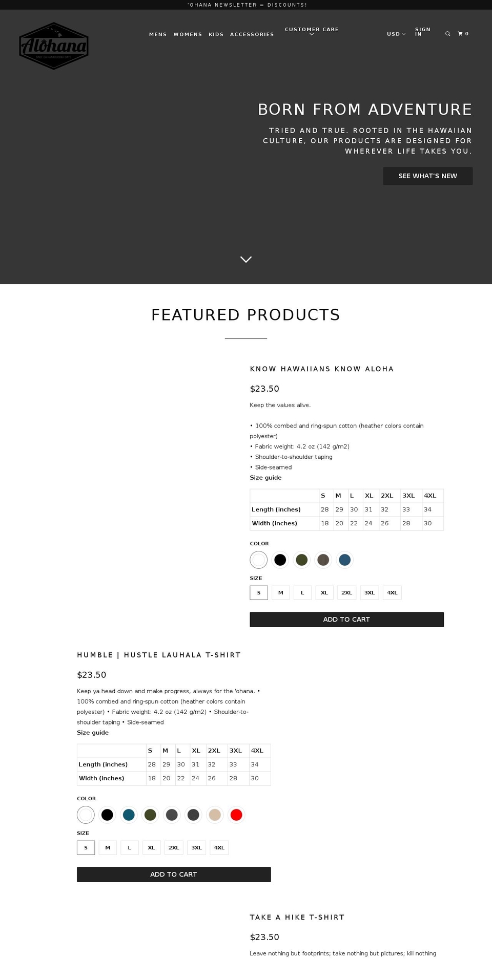 alohanawear.com — Shopify storefront screenshot
