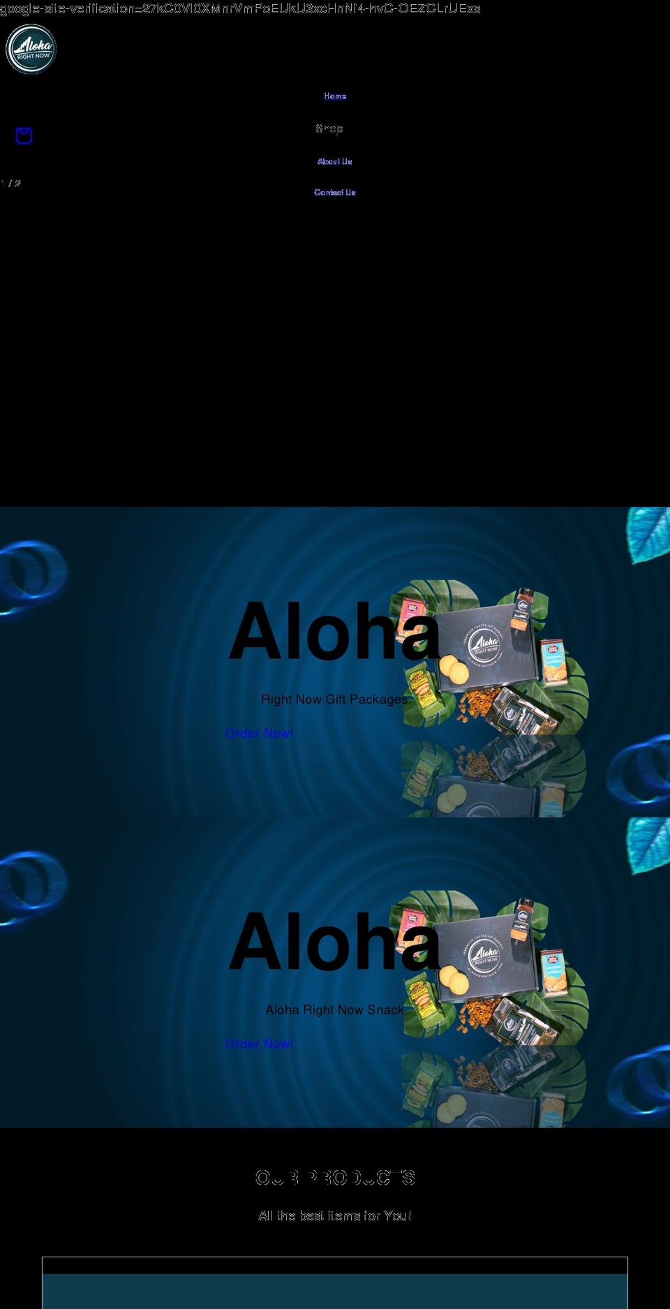 aloharightnow.com — Shopify storefront screenshot