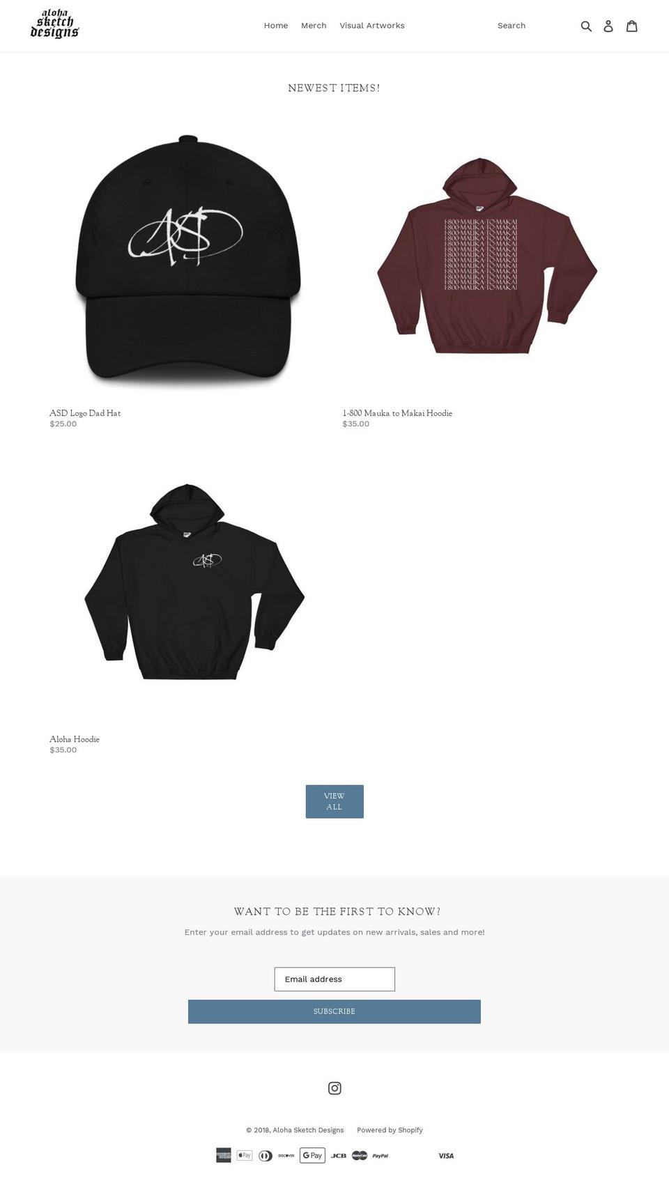 alohasketchdesigns.com — Shopify storefront screenshot