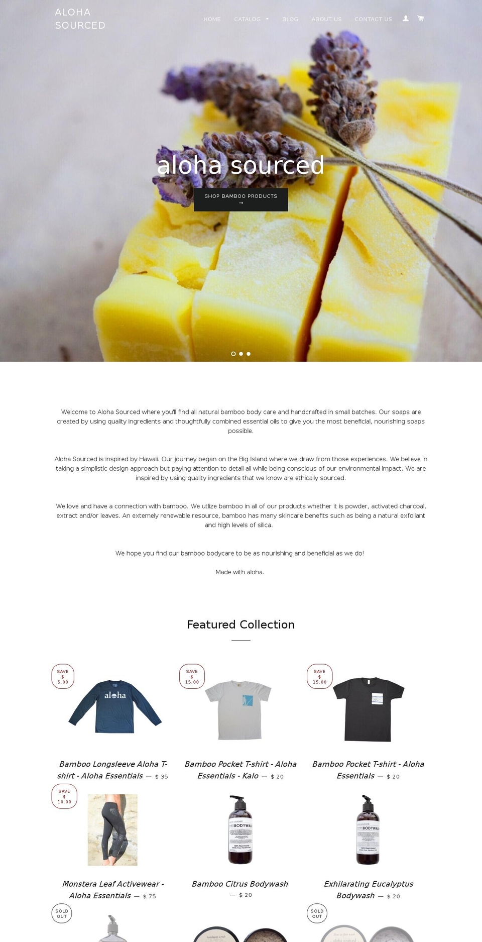 alohasourced.com shopify website screenshot