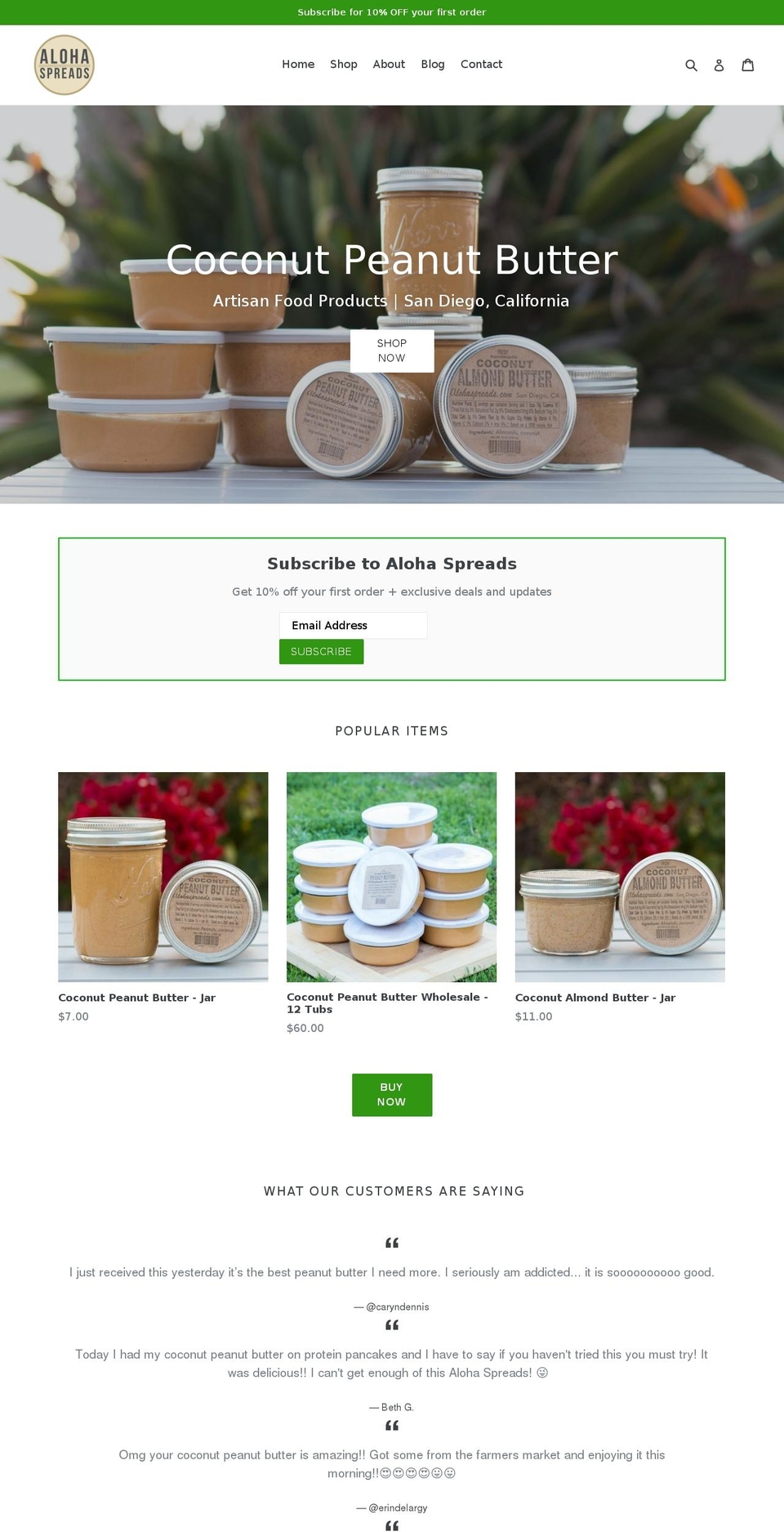 alohaspreads.com shopify website screenshot
