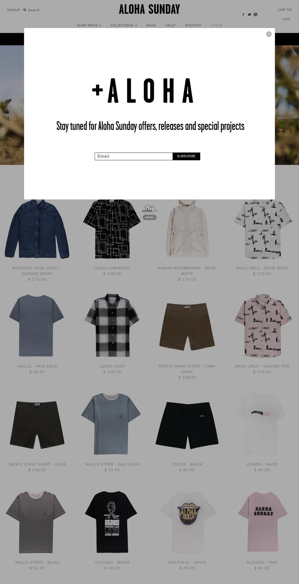 alohasunday.com shopify website screenshot