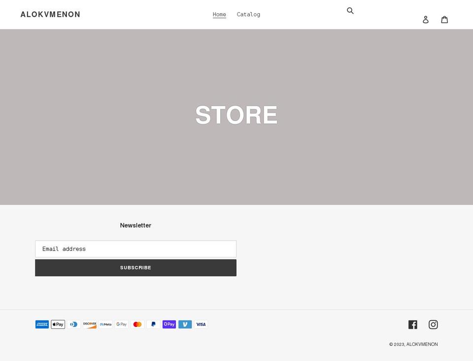 alokvmenon.myshopify.com shopify website screenshot