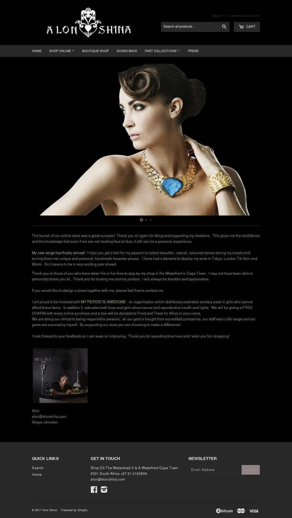 alonshina.com shopify website screenshot