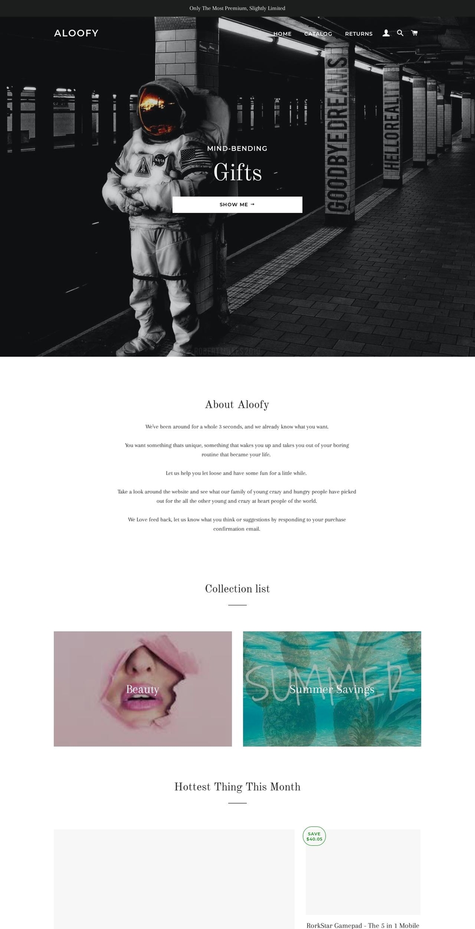 aloofy.com — Shopify storefront screenshot