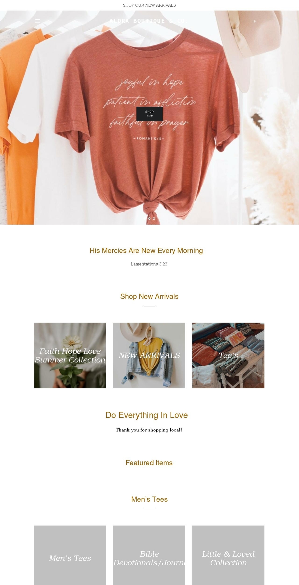 aloraboutiqueclothing.com shopify website screenshot