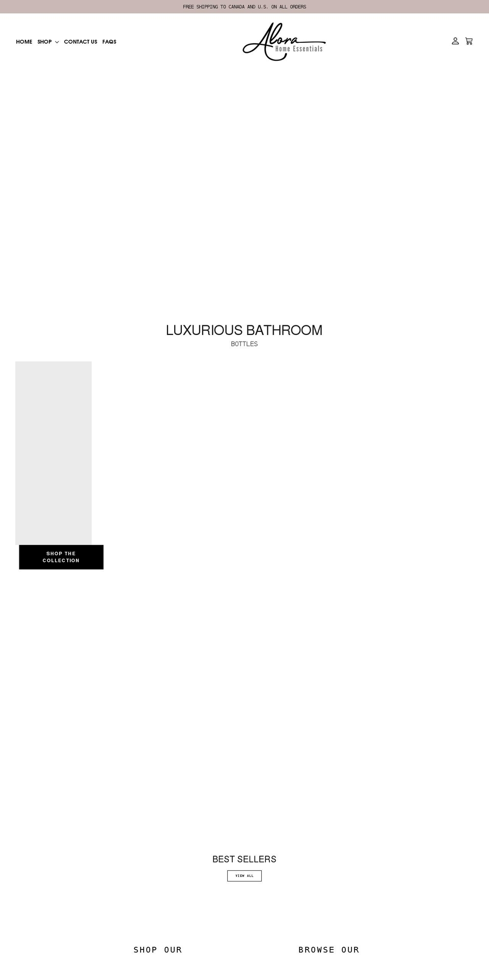 alorahomeessentials.com shopify website screenshot