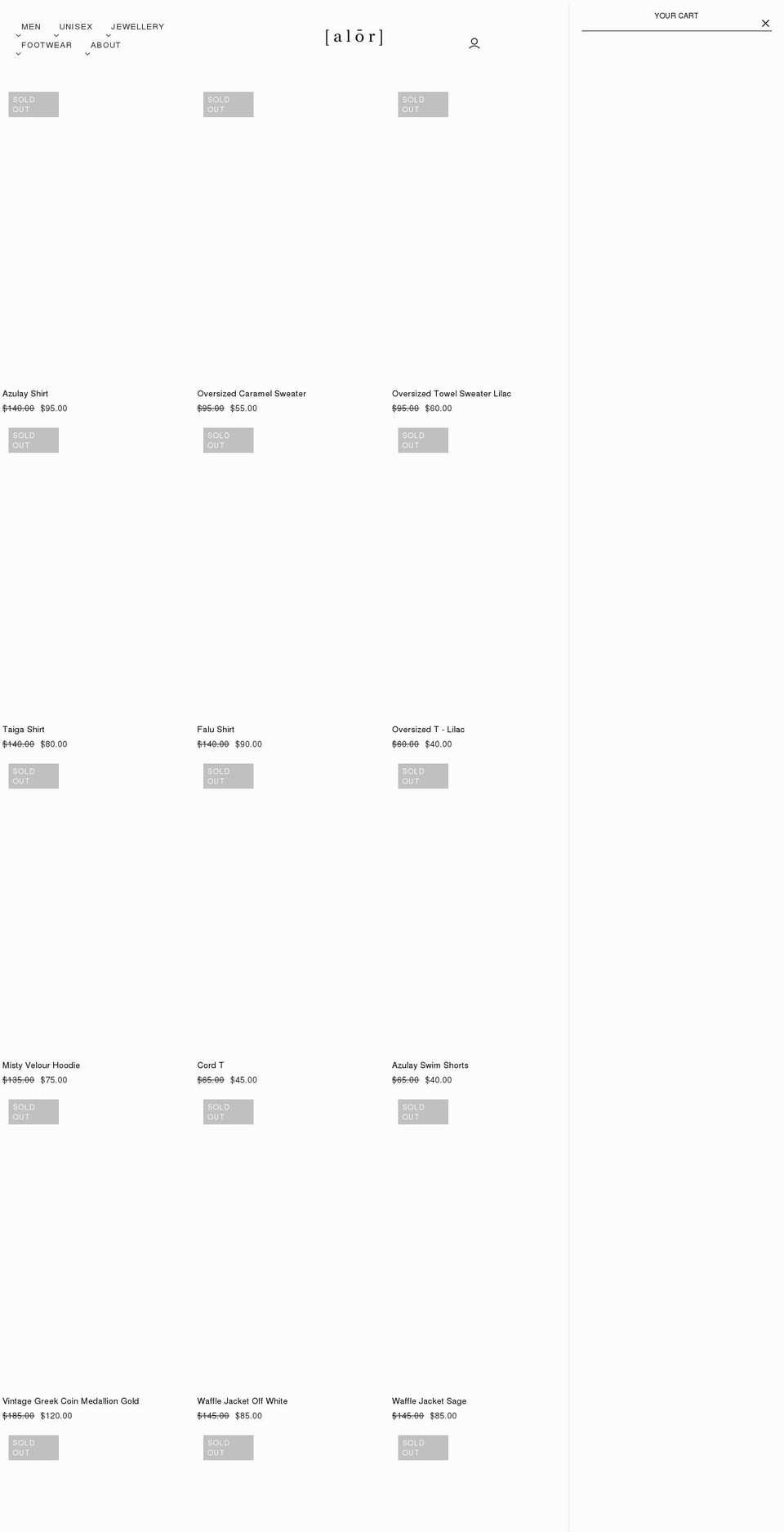 alorthelabel.com shopify website screenshot