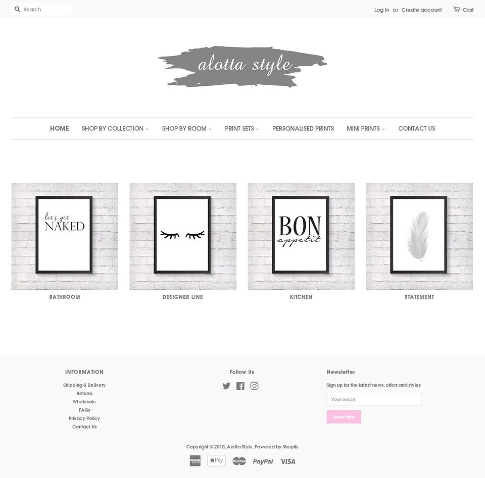 alottastyle.com — Shopify storefront screenshot