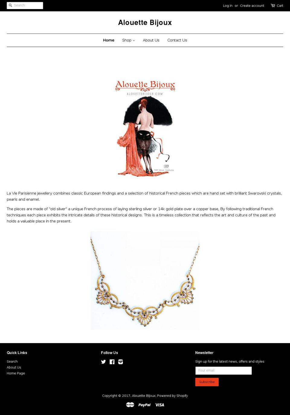 alouettebijoux.com shopify website screenshot