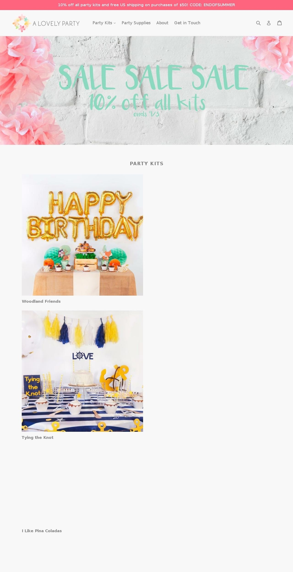 alovely-party.com shopify website screenshot