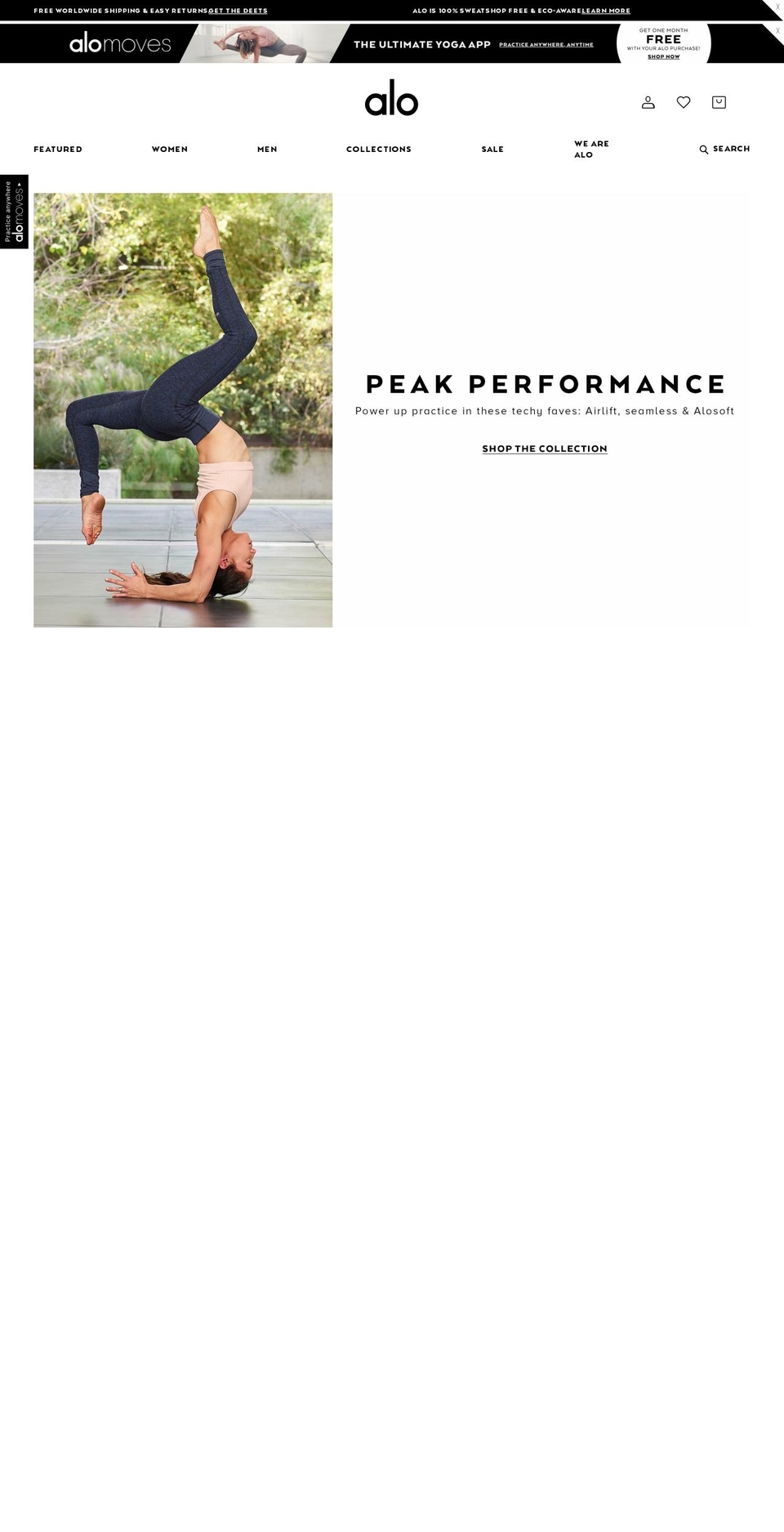 aloyoga.com shopify website screenshot