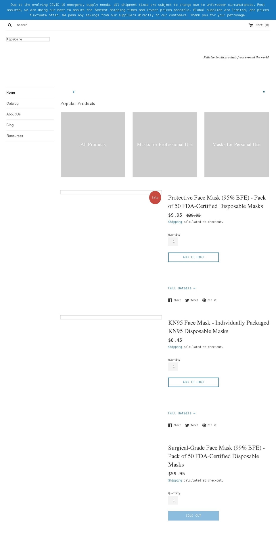 alpa-care.com shopify website screenshot