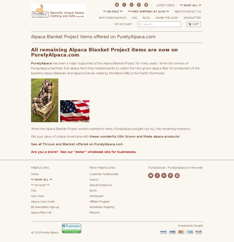 alpacablanketproject.com — Shopify storefront screenshot