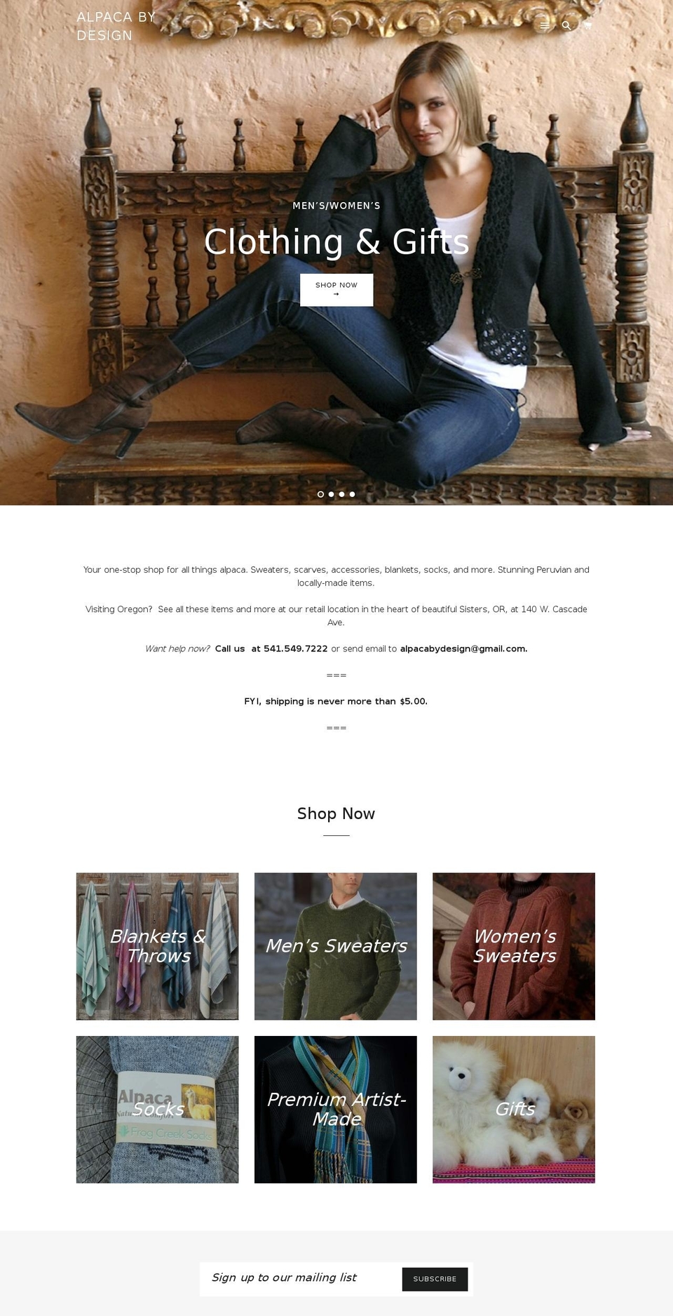 alpacabydesignshop.com shopify website screenshot