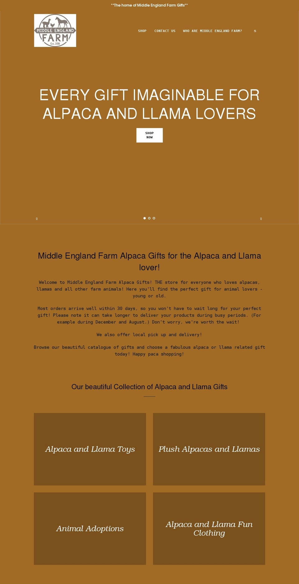 alpacagifts.co.uk shopify website screenshot