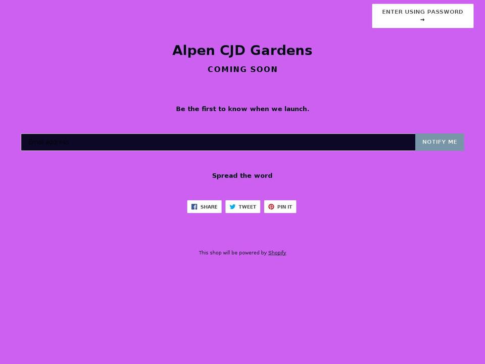 alpencjdgardens.com — Shopify storefront screenshot