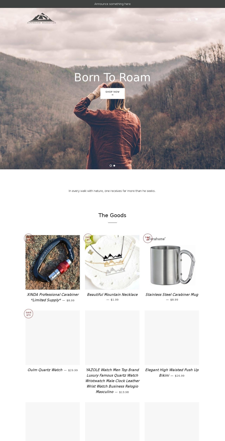 alpenglowrecreation.com — Shopify storefront screenshot