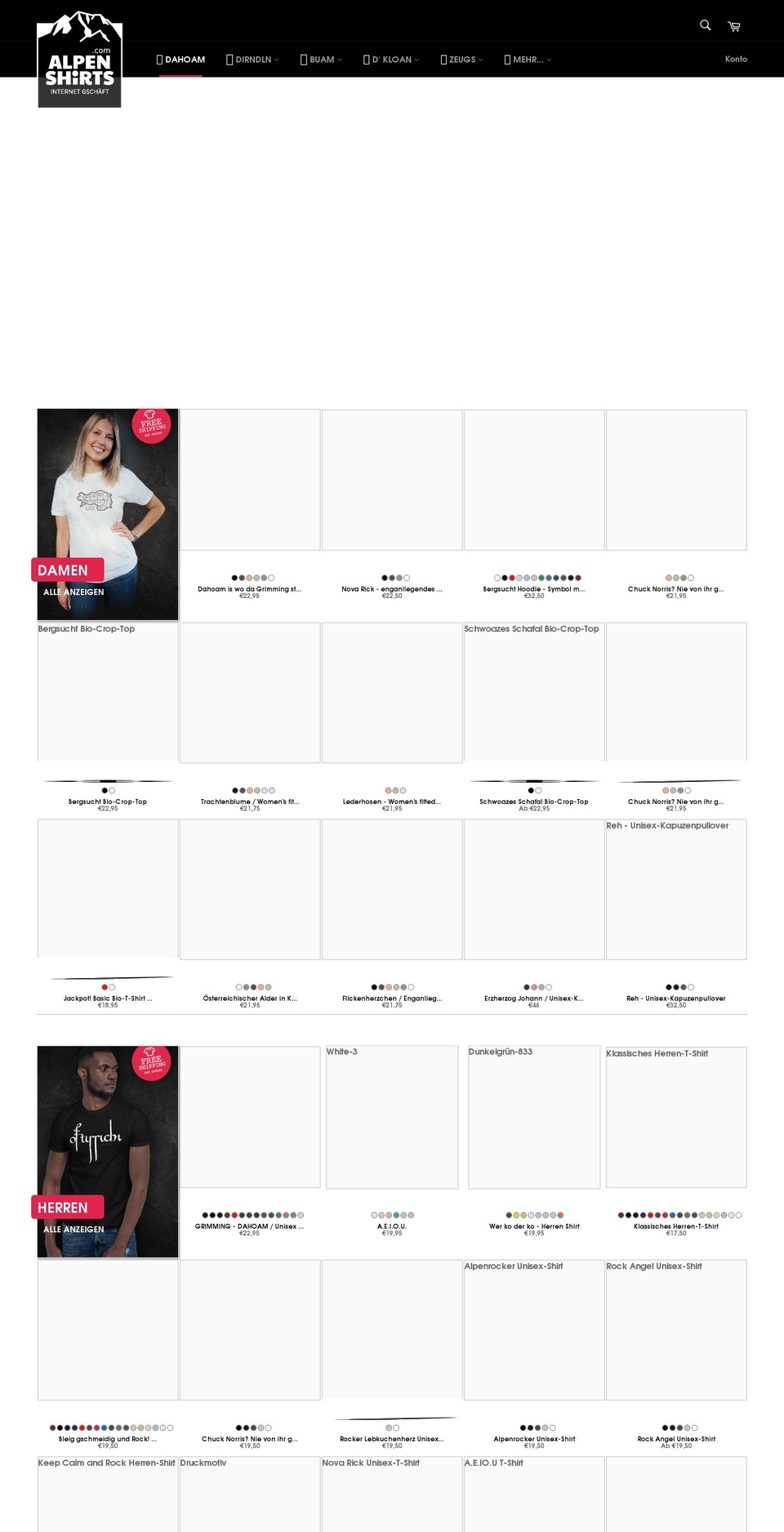 alpenshirts.com shopify website screenshot