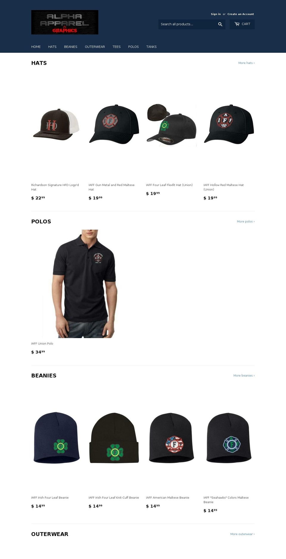 alpha-apparel.net shopify website screenshot