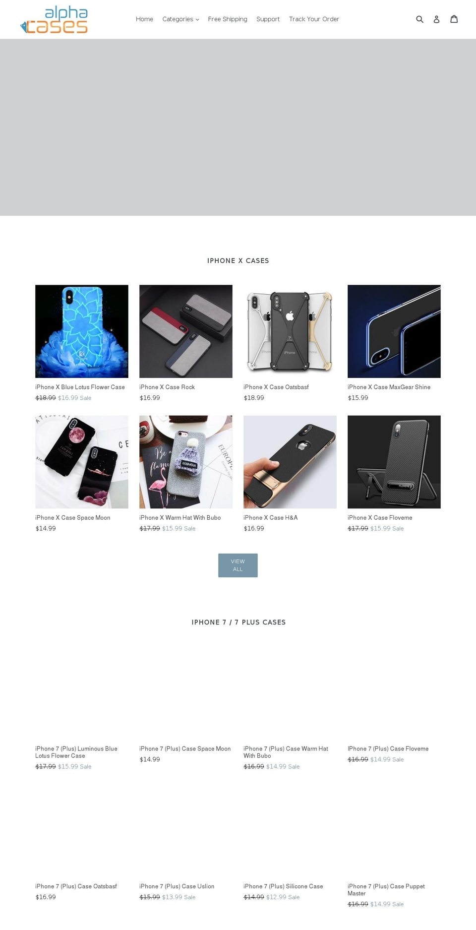 alpha-cases.com shopify website screenshot
