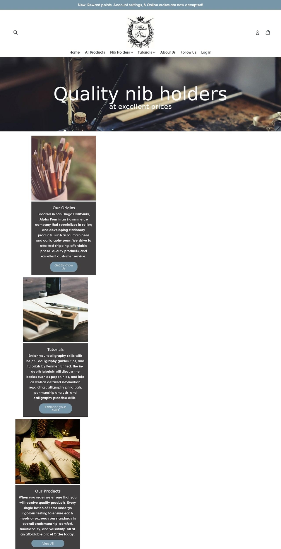 alpha-pens.com — Shopify storefront screenshot