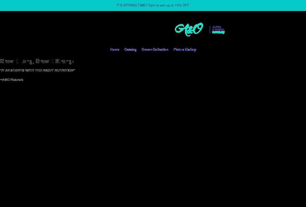 alphaandomeganaturals.com shopify website screenshot