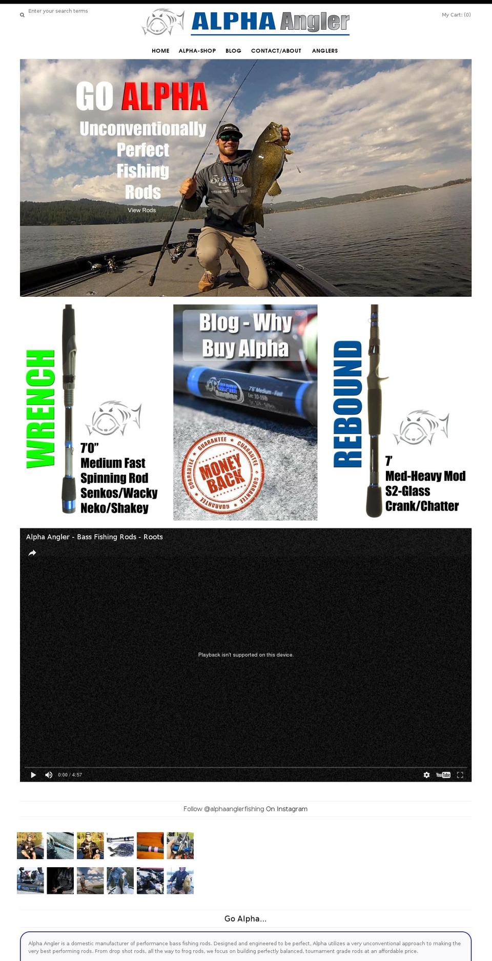 alphaangler.com shopify website screenshot