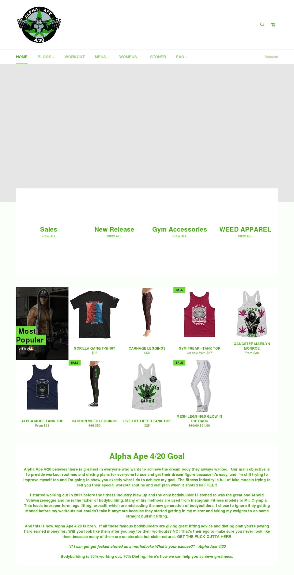 alphaape420.com shopify website screenshot