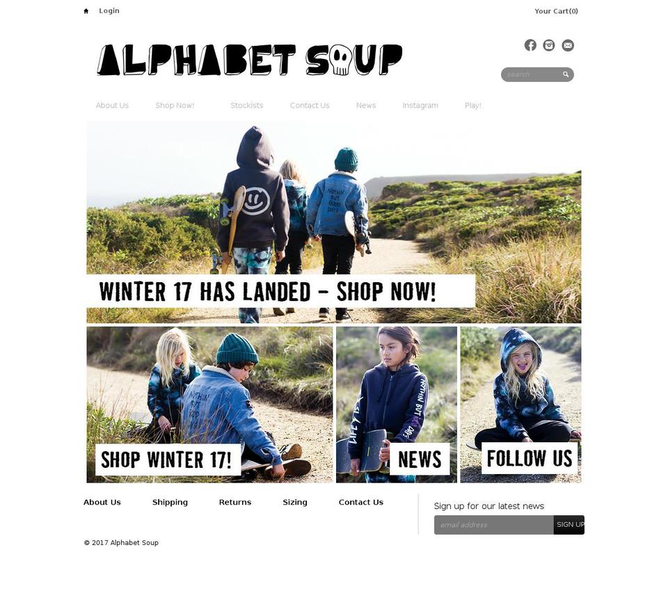 alphabet-soup.com.au shopify website screenshot