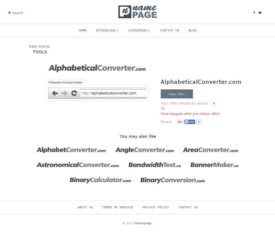alphabeticalconverter.com shopify website screenshot