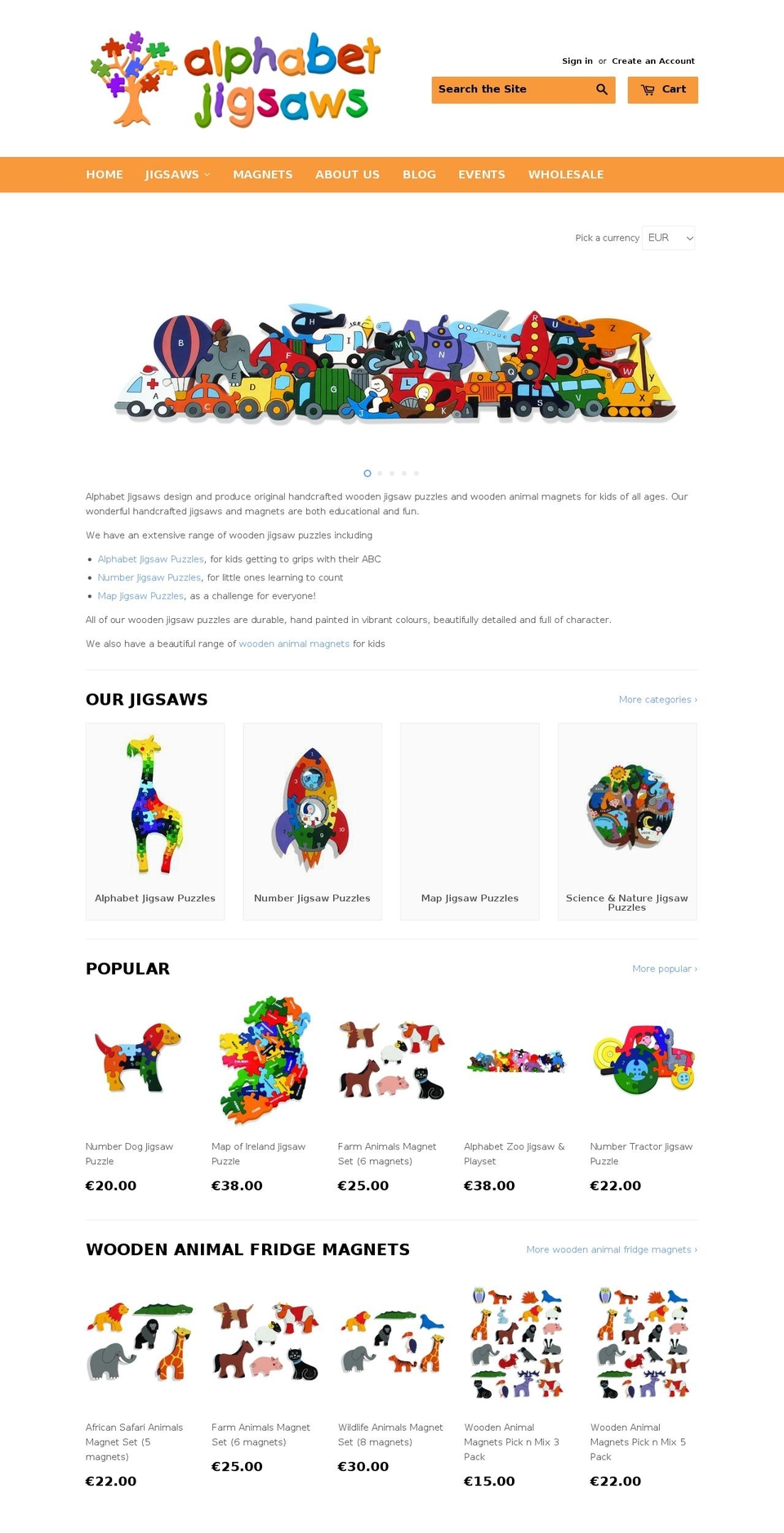 alphabetjigsaws.com shopify website screenshot