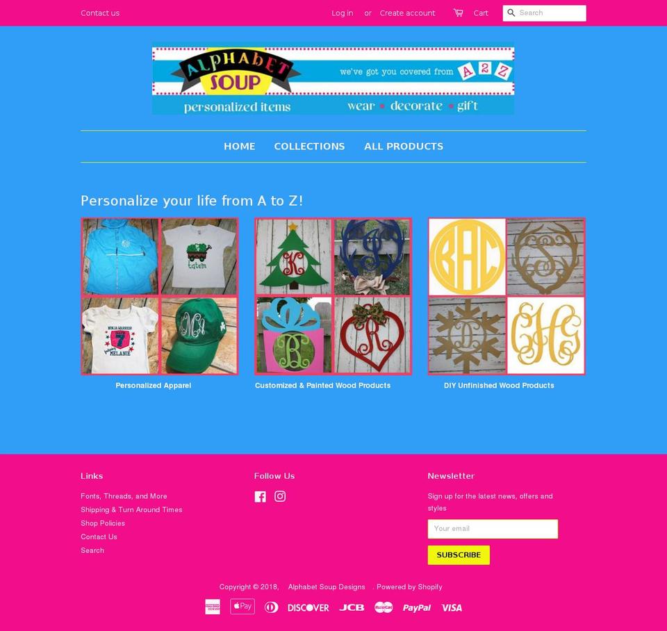 alphabetsoupdesigns.com shopify website screenshot