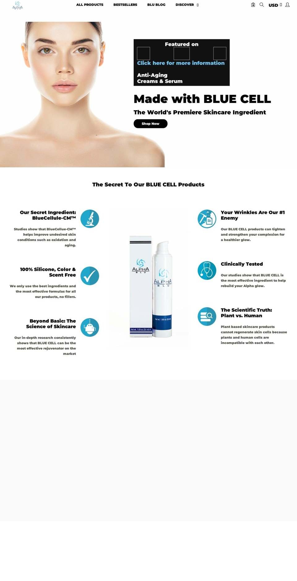 alphabluskincare.com shopify website screenshot